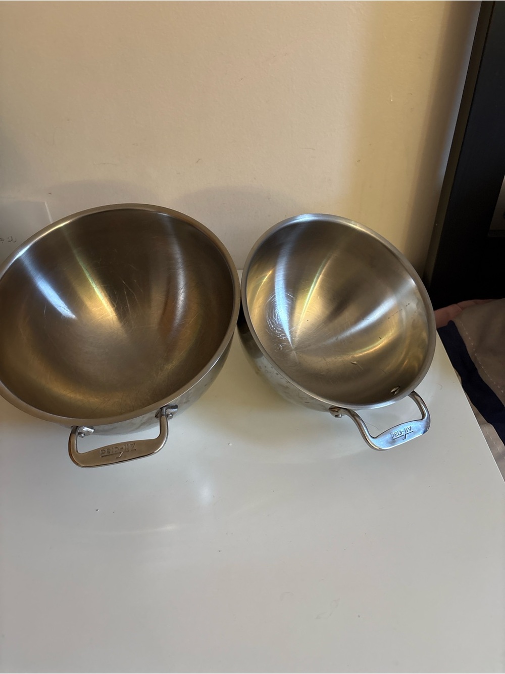 All clad rare set of 2Stainless Steel Mixing Bowl with Handle - Silver
